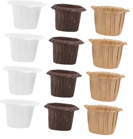 EPIGEIST 90 piezas Moldes de Papel para Magdalenas Copas para Cupcakes Resistentes al Aceite Surtido Colores Blanco Natural para Fiestas Bodas y Repostería