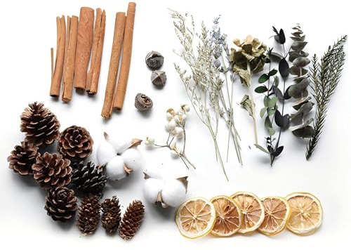 Adventskranz Deko, Weihnachten Deko, Weihnachtsdekorationen Mit Zimtstangen, Orangenscheiben, Tannenzapfen, Mini-Zeder Und Kokossternen, DIY Bastelset Für Weihnachtsdekoration