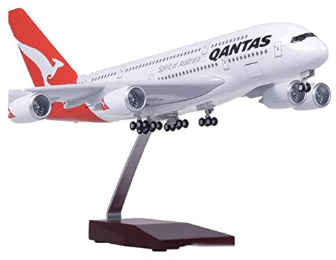 1 200 Fit for 380 A380 QANTAS Flugzeugmodell Mit Lichtern Und Rädern Flugzeugsammlung Aus Kunststoffharz Miniatur-Hobby-Spielset(A)