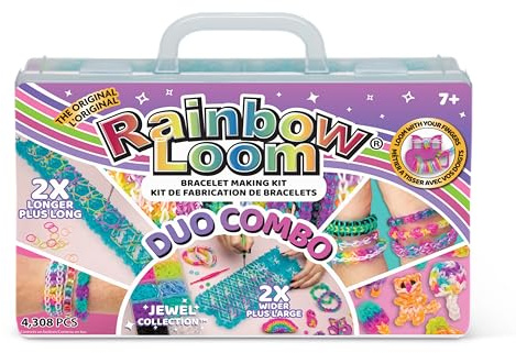 BANDAI – Rainbow Loom Duo Combo – Kreatives Bastelset zur Armbandherstellung – Webrahmen mit 4000 Gummibändern – Happy Loom Schmuck mit enthaltenen Häkeln – Kinderspielzeug ab 7 Jahren – CD0104