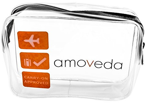 Transparenter Reise Kulturbeutel für Flugzeug Handgepäck TSA Flughafen konform für Flaschen, Flüssigkeiten, Kosmetik. Premium YKK Reißverschluss.