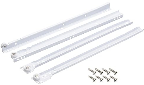 Sourcingmap 16-inch Keyboard Slide Glide, Roller Wheel Cabinet Drawer Runner, White, 1 Pair