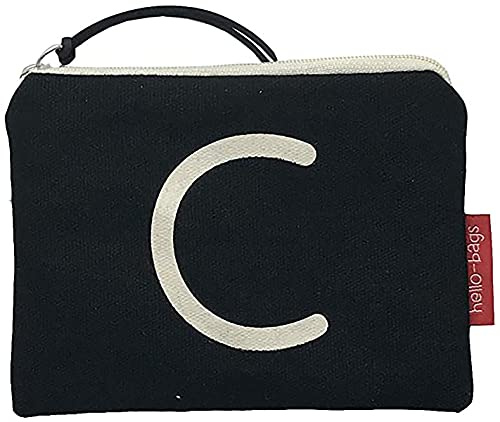 hello-bags. Borsellino/Portafoglio/Portacarte di credito. Esterno: 100% cotone. Con cerniera e fodera interna. Include una busta regalo kraft. Modello C. Colore: Nero. 14x10 cm.
