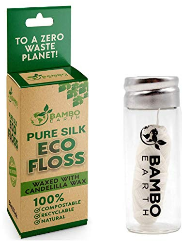 Biodegradable Mint Dental Tooth Lace Floss with Refillable & Reusable Container Holder - 100% Organic Natural and Compostable Teeth Silk Spool Waxed with Candelilla Wax & Eco-Friendly Zero Waste Box