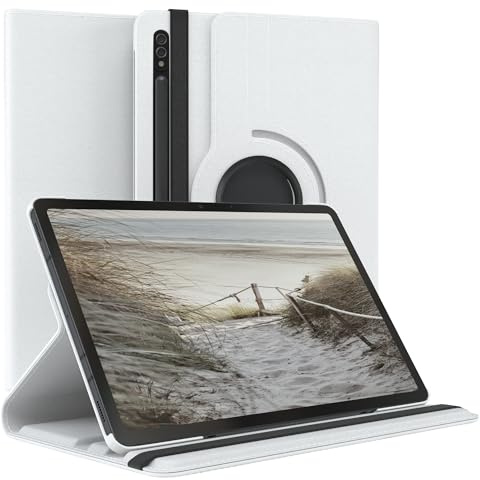 EAZY CASE - Tablet Hülle für Samsung Galaxy Tab S7 / Tab S8 Schutzhülle 11 Zoll Smart Cover Tablet Case Rotationcase zum Aufstellen Klapphülle 360° drehbar mit Standfunktion Tasche Kunstleder Weiß
