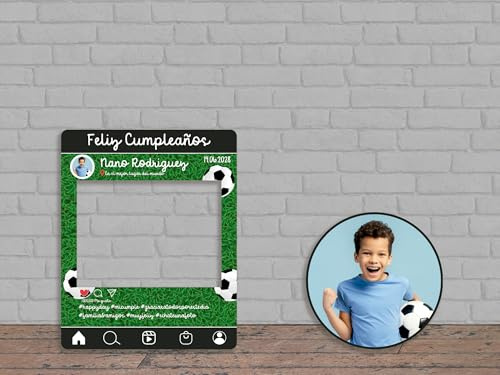 Oedim Photocall + Cartel Feliz Cumpleaños Fútbol Personalizado, 80x100cm, 44,7x44,7cm, photocall Decorativo para Cumpleaños, decoración para Eventos