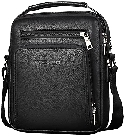 A-QMZL Umhängetasche Herren Schultertasche Herrentasche klein Vintage Messenger Bag Herrenhandtasche Crossbody Bag Handtasche PU Leder Schultertasche für Männer (schwarz)