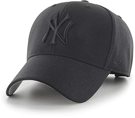 '47 MLB New York Yankees MVP Unisex-Baseballkappe, Verstellbar, Hochwertiges Design und Verarbeitung, Black Logo, Black