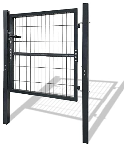 LZQ Gartentor Gartentür Anthrazit Robust Langlebig Zauntür Tor Abschließbares, Gartenpforte Korrosionsschutz und Langlebigkeit inkl. Türpfosten Kunststoffgriffe und Einsteckschloss (125×100cm)
