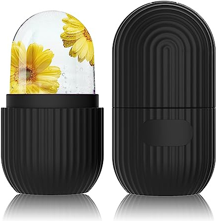 GeeRic Ice Roller Gesicht, Eisroller Gesicht Auge Massagegerät,GesichtGesichtsmassag,Facial Eisroller, Gesicht Straffung, Anti-Aging Falten Straffen Dunkle Ringe Reduzieren Muskelkater (Schwarz)