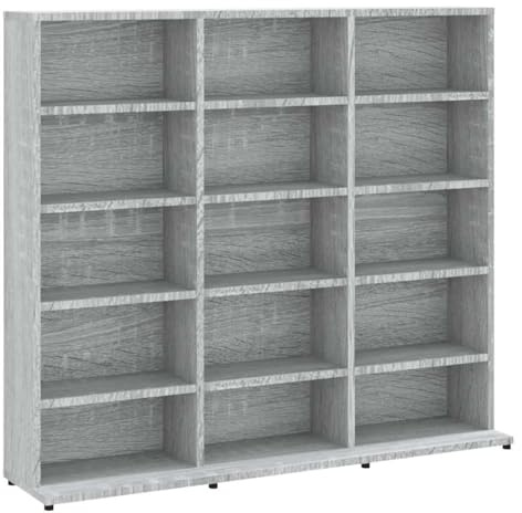vidaXL CD-hylla grå djävulen 100x23x89,5 cm konstruerat trä, CD-förvaring, förvaringshylla, förvaringsskåp, CD-skåp, förvaringshyllor, bokhylla