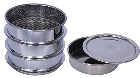 3 Pcs Lab Sieves，6 Inch Diameter Test Sifter with Tray and lid