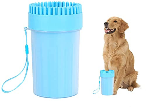 Pfotenreiniger für Hunde, Tragbare Hundepfoten Reiniger, Haustier Pfotenreiniger, Silikon Haustierpfotenreiniger für Katzen und Hunde Paw Washer (Blau)