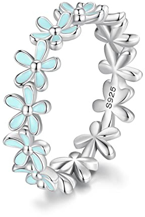 NewL 925 Sterling Silber Emaille Blume Ring für Frauen Blume Fingerring