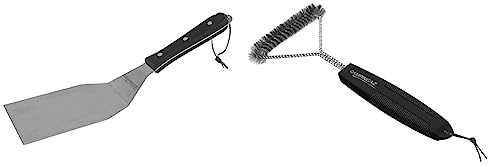 Campingaz Premium Plancha Kurzspatel & Grillbürste, dreieckige Grill Bürste aus Edelstahl, Grillzubehör, Stahlbürste zur Grillreinigung, extra langer Stiel, 32 x 17 x 3 cm