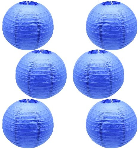 CEEYSEE 6 Pcs Paper Lanterns 12 Inch Jewel Blue Chinese Japanese Round Hanging Decoration Paper Lanterns for Halloween Wedding Birthday Paper Lanterns Party Decorations (Jewel Blue/DLBLS)