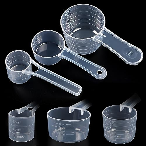 Messlöffel Set, 60ml 30ml 7.5g Waschmittel Dosierhilfe, Kunststoff Measuring Spoons Transparent mit Skala, Löffel Kunststoff, Einsetzbar als Dosierhilfe für Waschmittel,Küche zum Backen (3 Stück)