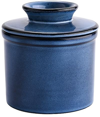 KILNGPT - Französische Butterdose, butterdose wassergekühlt mit Wasserlinie, keramische butterglocke für streichfähige Butter - Weihnachtsgeschenk für die Küche - Ocean Blue1