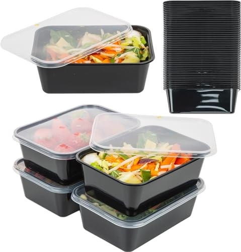 Coselena 50Pcs Plastic Food Containers With Lids, 750ml Takeaway Containers - Microwave BPA Free Food Storage Containers, Freezer Storage Boxes