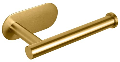 Support de Papier Toilette Auto-adhésif, en Acier Inoxydable SUS304 épais, Anti-Rouille, sans perçage, Convient pour Salle de Bain, Cuisine, Toilettes (doré)