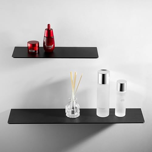 Womamny Duschregal, Duschablage Ohne Bohren, 2 Stück Badezimmer Regal 60cm & 30cm, Duschkorb Ablagen Aluminum Selbstklebender Wandregal für Bad Küche Wohnzimmer Zimmer, Schwarz
