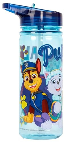 Paw Patrol Chase Plastic Bottle with Straw BPA Free 580 ml School Water Bottle for Girls 100% Leakproof Durable Drink Bottle for Kids