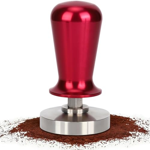 Coffee Tamper, 57.5mm Espresso Press Hand Tamper with Metal Handle Stainless Steel Espresso Tamper Coffee Press Tool Espresso Machines Accessory(Red)