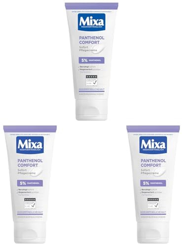 Mixa Sofort Pflegecreme für empfindliche und irritierte Haut, Wundheilcreme gegen Rötungen und extreme Trockenheit, Mit Panthenol, Panthenol Comfort, 50 ml (Packung mit 3)