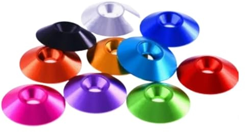 Rondelle fraisée, rondelle de coupelle en acier, 5/10 pièces M3 M4 M5 M6 M8 en aluminium coloré grande rondelle fraisée joint parapluie concave conique rondelle décorative (taille : M6 5 pièces, coule