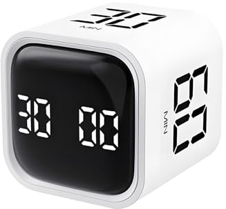 QUMOX Pomodoro Timer, Würfel-Produktivitäts-Timer mit einstellbarem Ton und Vibrationsalarm, ideal für Arbeit, Büro, ADHS, Studium und Aufgaben – 5/10/30/60 Minuten & benutzerdefinierter Countdown
