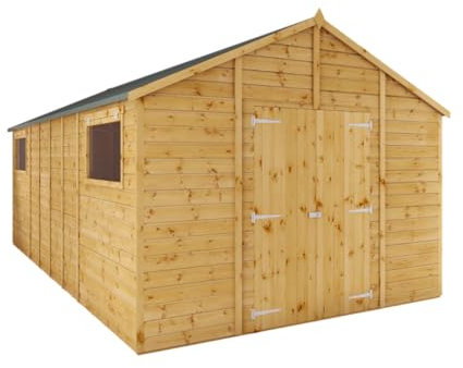 WALTONS | Premium Shiplap Workshops | Tongue and Groove | Wooden Workshop Sheds | Apex | Double Doors | Windows | Garden Storage Tool Shed | 10ft | 10 Year Anti Rot Guarantee (18ft x 10ft)