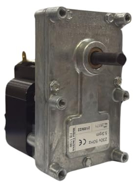 Motor de engranajes Mellor para estufa de pellets FB1199 serie T3, Velocidad: 5,3 rpm, diámetro 9,5 mm (REF. INTERIOR 2025)