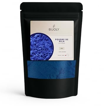 BIJOLY Polvere di Nila, Argilla minerale blu naturale, cura illuminante viso e corpo, 50 g