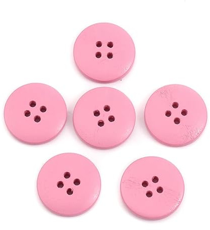 20 wunderschöne Holzknöpfe 20mm rund hellblau 4 Löcher a 1mm, Vierlochknöpfe zum basteln nähen Jackenknöpfe (Rosa)