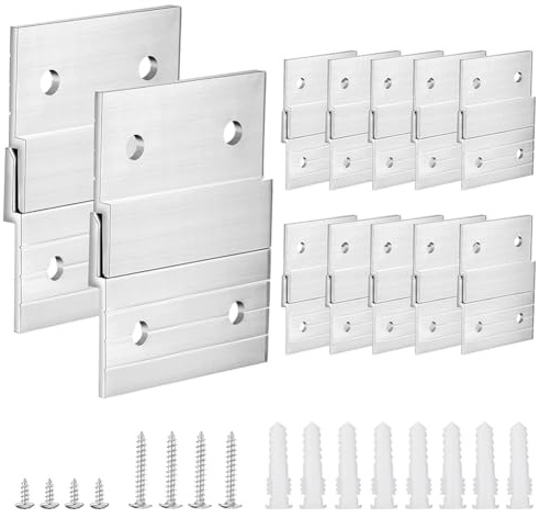 Osmond Hardware Kit for Hanging French Plywood Picture Hooks, Wall Bracket Hardware Kit Aluminum Z Bar Hangers 24 Pieces