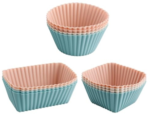 Hopzab 12PCS Silicone Cupcake Cases Reusable Non Stick Baking Cups(Brown) | 12PCS reusable silicone cupcake cases with non stick design for muffins cakes desserts oven and air fryer baking.