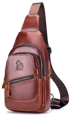 pundarika umhängetasche herren leder brusttasche umhängetasche herren sling bag handtasche männer umhängetasche-Braun