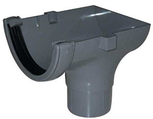 PACK OF 2 - FLOPLAST 112mm Half Round Gutter Stop End Outlet - Grey