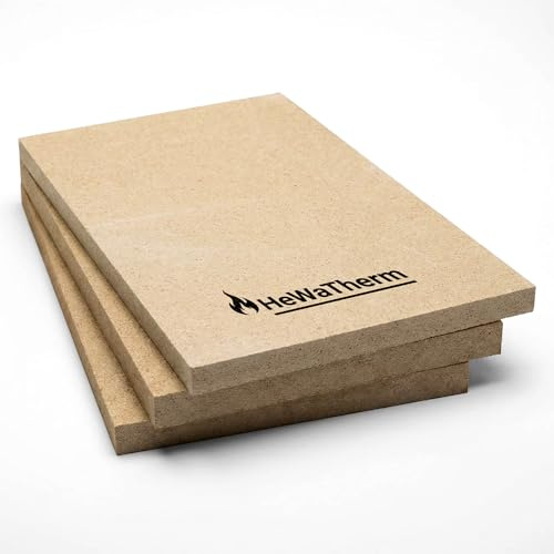 HeWaTherm Vermiculite Platten für Kaminofen und Feuerraum, bis 1300 °C, leicht zuschneidbar (3 Platten, 500 x 300 x 20mm)