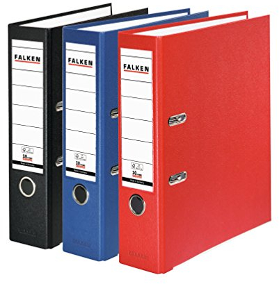 Falken 3er Pack PP-Color Kunststoff-Ordner. Made in Germany. 8 cm breit DIN A4 farbig sortiert Vegan