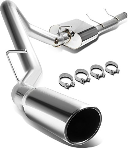 Auto Dynasty 4 Inches Rolled Muffler Tip Catback Exhaust System Compatible with 2007-2013 Silverado Sierra 1500 Crew/Extended Cab Short Bed, Stainless Steel