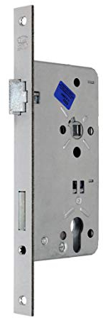 BKS Haustürschloss/Türschloss für Profilzylinder, Dornmaß 65mm, Entfernung: 92mm, Stulp: 24x280mm eckig, DIN Links incl. SN-TEC® Montageset