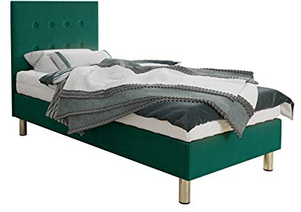 Polsterbett Sauro, Doppelbett mit Kopfteil, Ehebett, Polster Kopfteil, Bettgestell, 6 Größen, Farbauswahl, Bett Stilvoll Schlafzimmer (Solo 260, 90x200, mit Matratze)