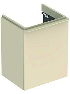 Geberit Mobile lavabo per lavamani Smyle Square, 500364, 492x617x406mm, con 1 sportello, Apertura a Sinistra, colorazione: Laccato Lucido Grigio Sabbia - 500.364.JL.1