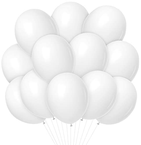 100 Blanc Ballon Nacré, Ballon Baudruche Blanc Helium Latex 30cm pour Mariage,Naissance, Bapteme Fille, Baby Shower Garcon, Anniversaire Fete