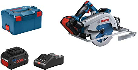 Bosch Professional 18V System BITURBO Akku Kreissäge GKS 18V-68 GC (kompatibel mit Führungsschienen, inkl. 2x ProCORE 8.0Ah Akku, Ladegerät, Connectivity-Modul, 1x Sägeblatt, Parallelanschlag, L-BOXX)
