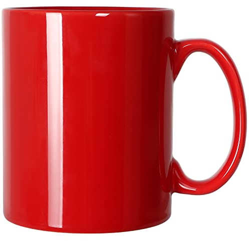Smilatte Grande tasse à café en céramique M017 de 591 ml, tasse à thé classique en porcelaine avec poignée pour bureau et maison, rouge