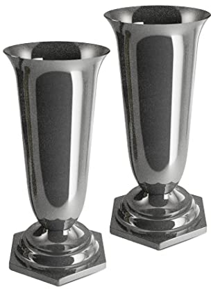 Tymar Grabvase, 2er-Pack, Friedhofsvase mit Sockel, Grabschmuck, Vase für Grab, Kunststoff (Graphit, ø 13 cm)