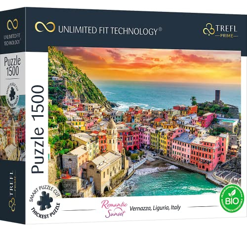 Trefl Prime -UFT Pussel Romantic Sunset: Vernazza, Liguria, Italy - 1500 Bitar, Thickest Cardboard, BIO, EKO, Italien, Solnedgång, Kreativ Underhållning För Vuxna Och Barn Över 12 År