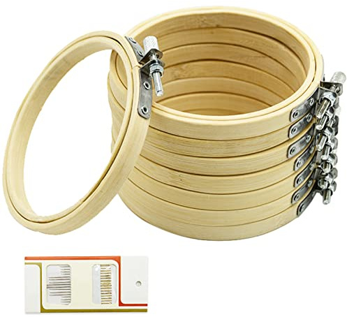 8 Stück 10,2 cm Mini-Bambus-Kreis, Stickrahmen, Kreuzstich-Ring, für Bastelarbeiten, Handwerk, Handarbeit